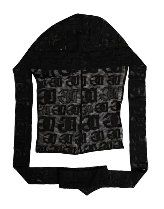 Dolce & Gabbana Black Logo Mesh Whole Head Wrap Hat Curated Luxury Accessories by Orvyn