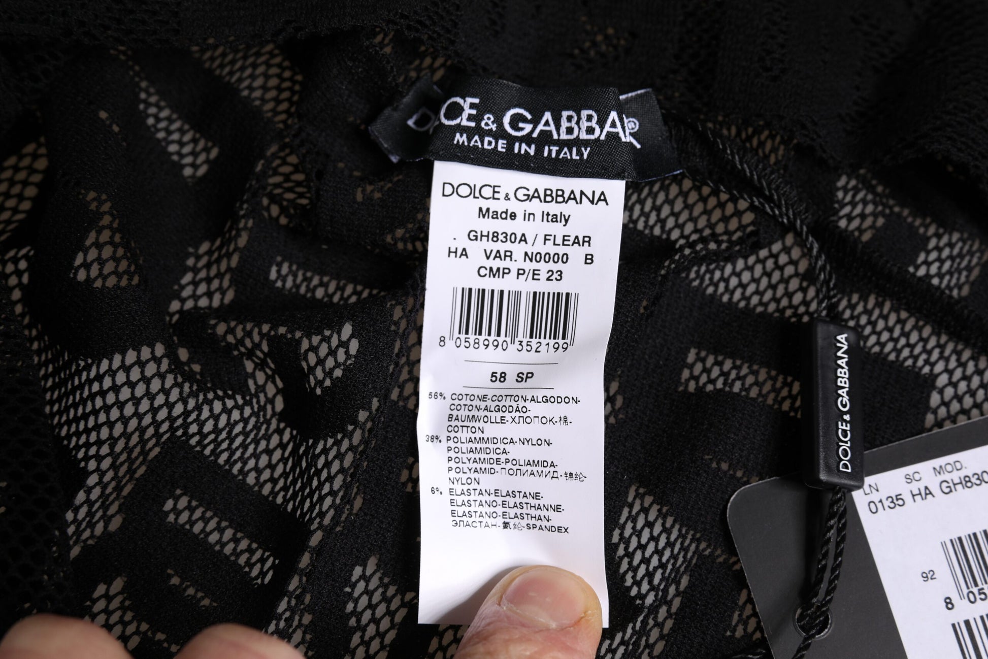 Dolce & Gabbana Black Logo Mesh Whole Head Wrap Hat Curated Luxury Accessories by Orvyn