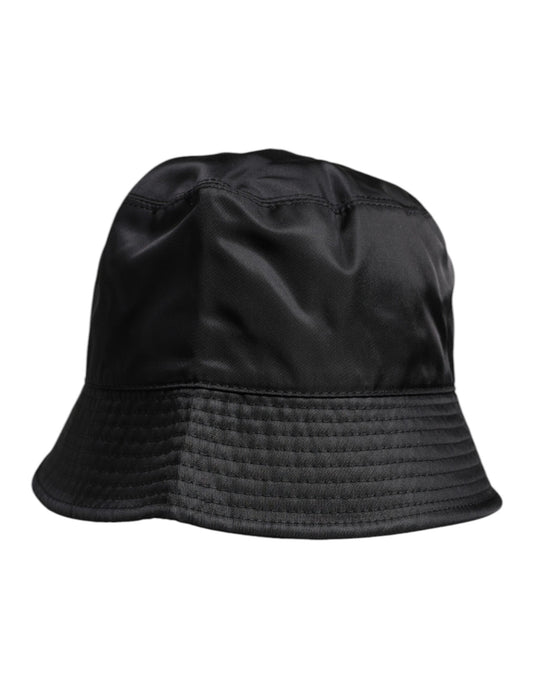 Dolce & Gabbana Black Cotton Wide Brim Bucket Hat schwarz