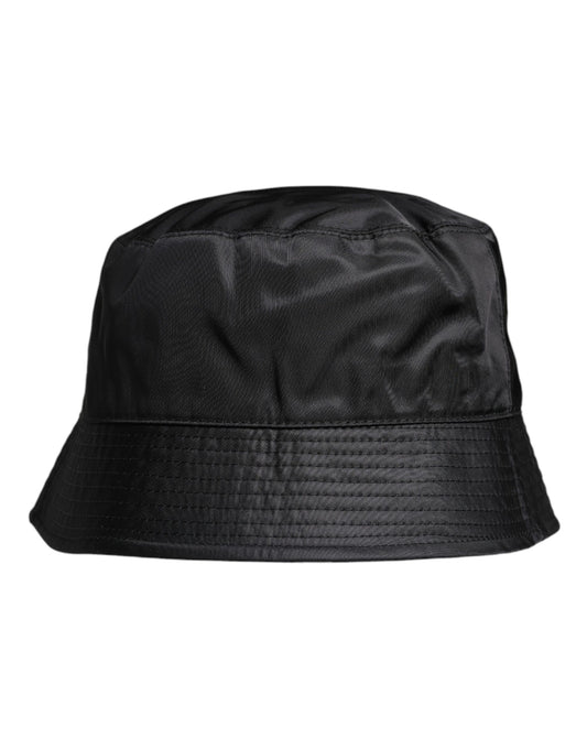 Dolce & Gabbana Black Cotton Wide Brim Bucket Hat schwarz