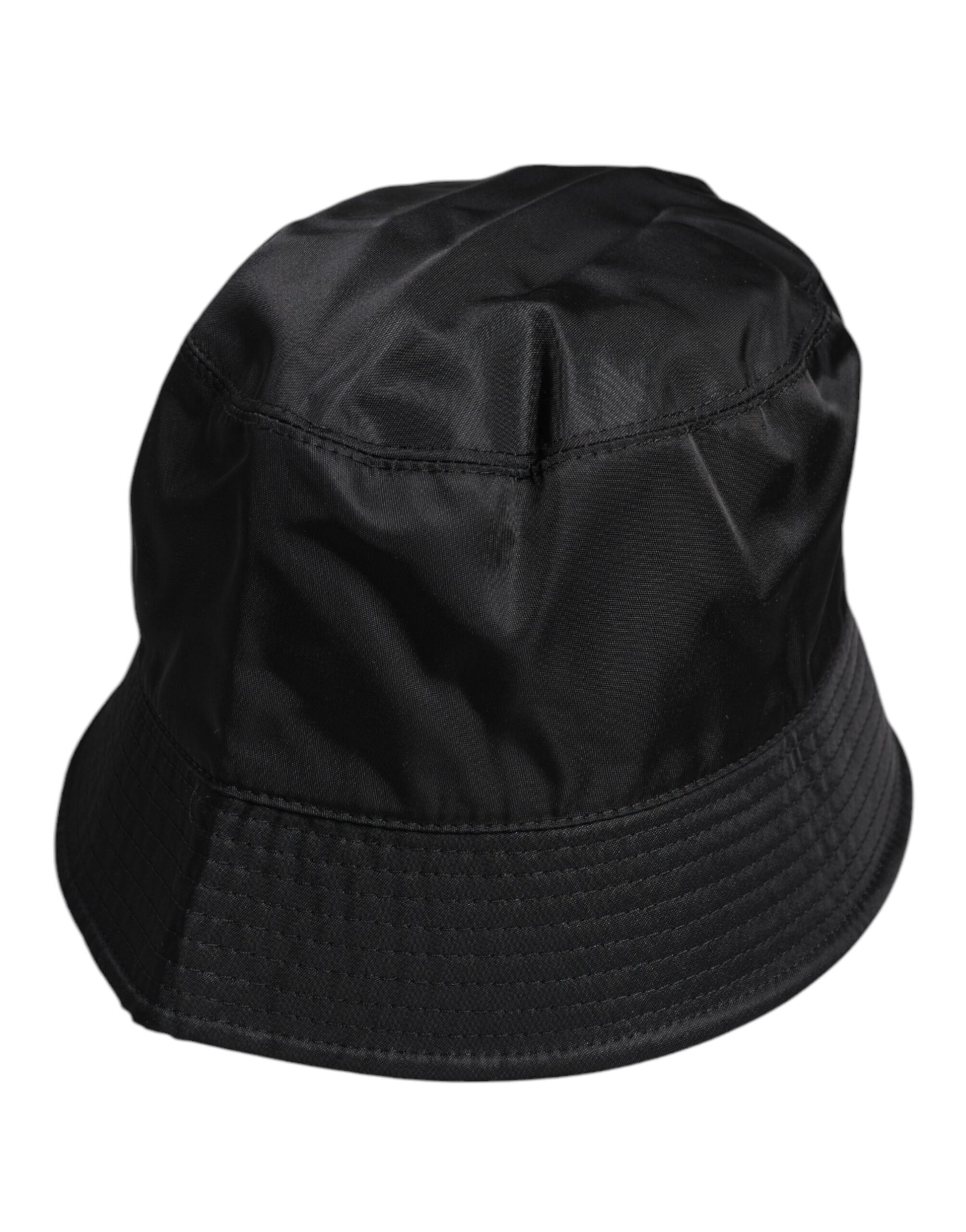 Dolce & Gabbana Black Cotton Wide Brim Bucket Hat schwarz