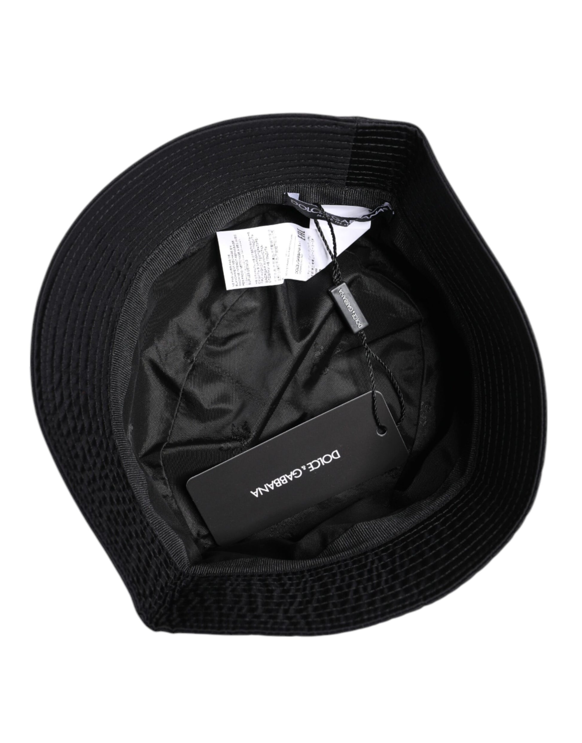 Dolce & Gabbana Black Cotton Wide Brim Bucket Hat schwarz