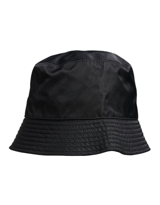 Dolce & Gabbana Black Cotton Wide Brim Bucket Hat schwarz