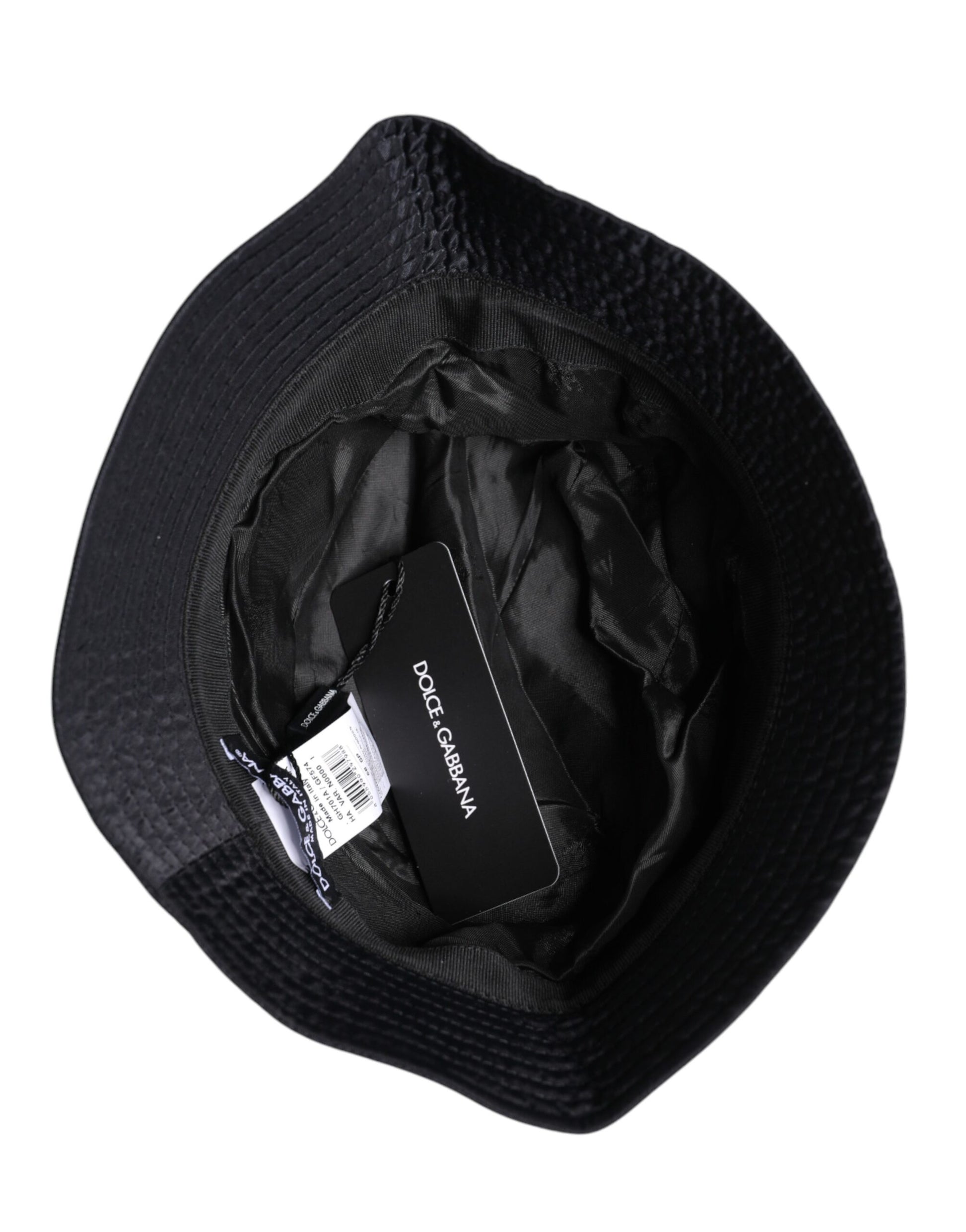 Dolce & Gabbana Black Cotton Wide Brim Bucket Hat schwarz