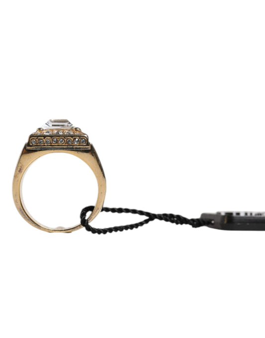 Dolce & Gabbana Gold Tone Sterling Silver 925 Crystals Ring Curated Luxury Accessories by Orvyn