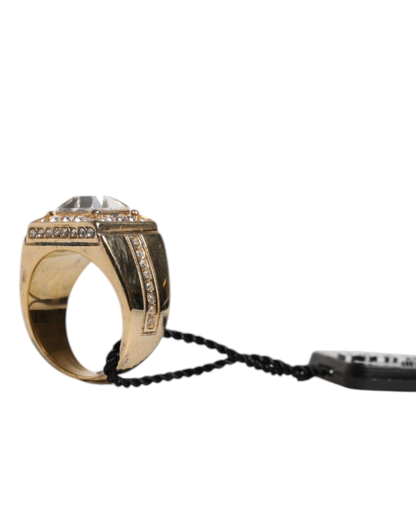 Dolce & Gabbana Gold Tone Sterling Silver 925 Crystals Ring Curated Luxury Accessories by Orvyn