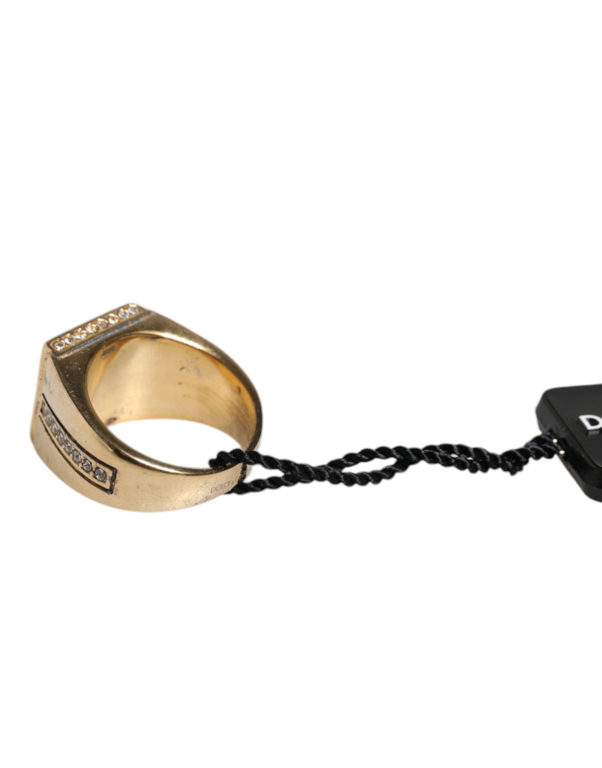 Dolce & Gabbana Gold Tone Sterling Silver 925 Crystals Ring Curated Luxury Accessories by Orvyn