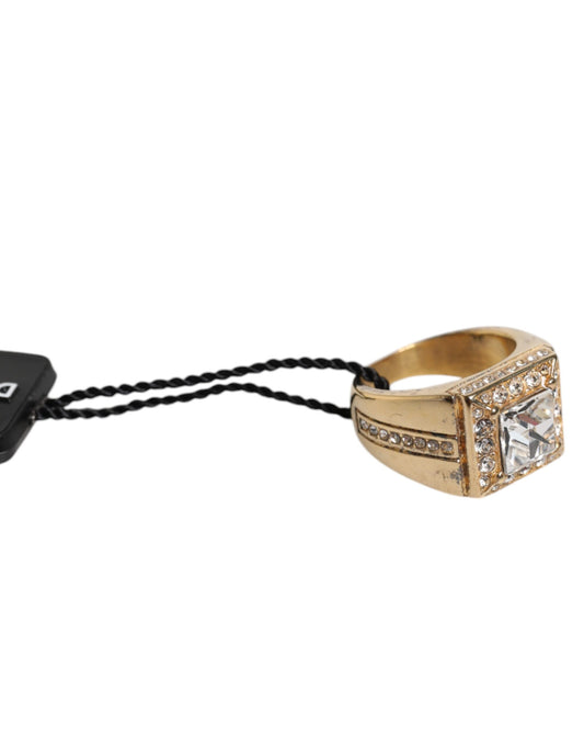 Dolce & Gabbana Gold Tone Sterling Silver 925 Crystals Ring Curated Luxury Accessories by Orvyn