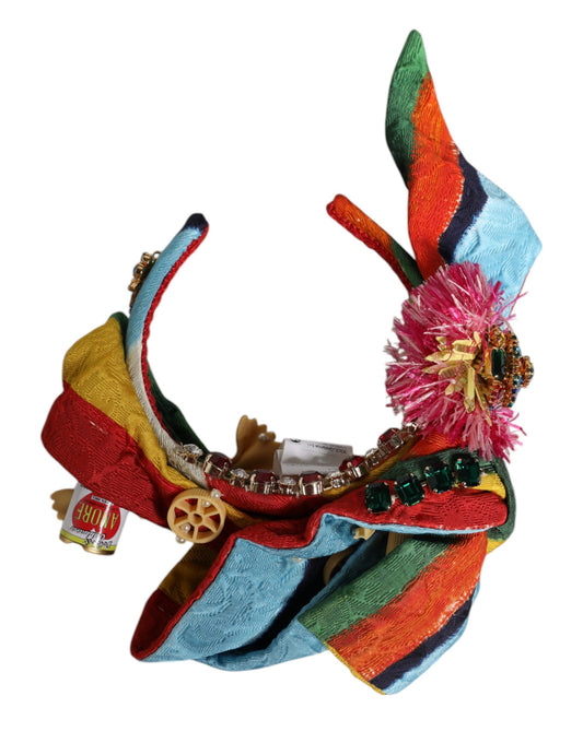 Dolce & Gabbana Multicolor Floral Crystal Embellished Diadem Headband Curated Luxury Accessories by Orvyn