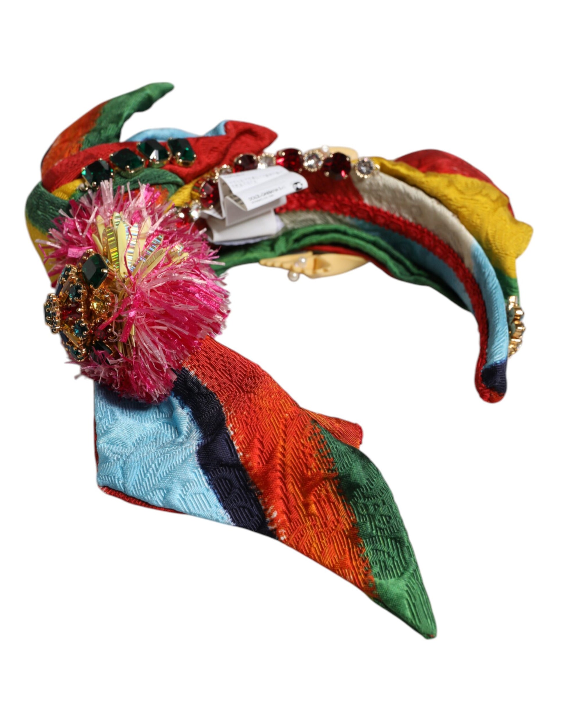 Dolce & Gabbana Multicolor Floral Crystal Embellished Diadem Headband Curated Luxury Accessories by Orvyn