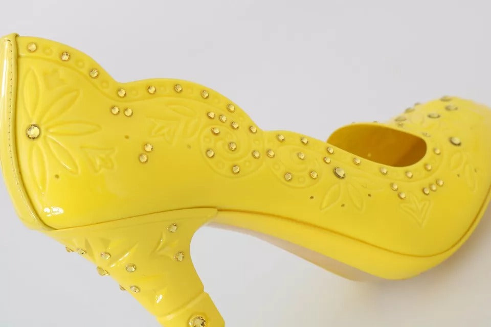 Dolce & Gabbana Yellow Crystal Heels CINDERELLA Shoes Curated Luxury Accessories by Orvyn