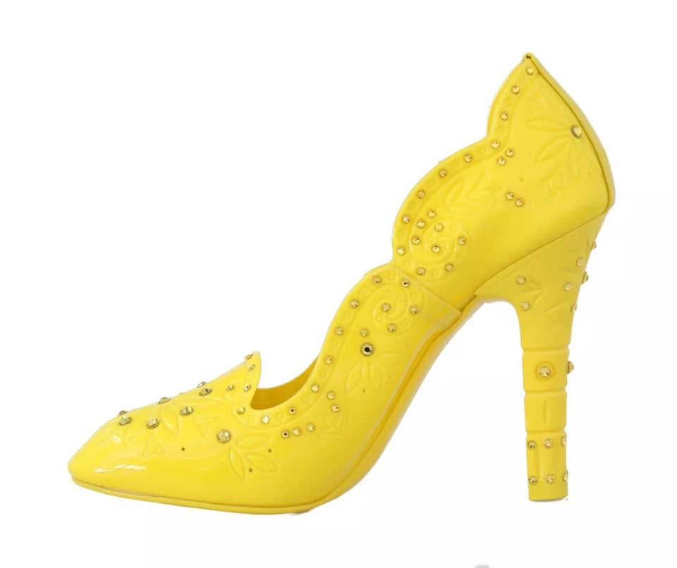 Dolce & Gabbana Yellow Crystal Heels CINDERELLA Shoes Curated Luxury Accessories by Orvyn