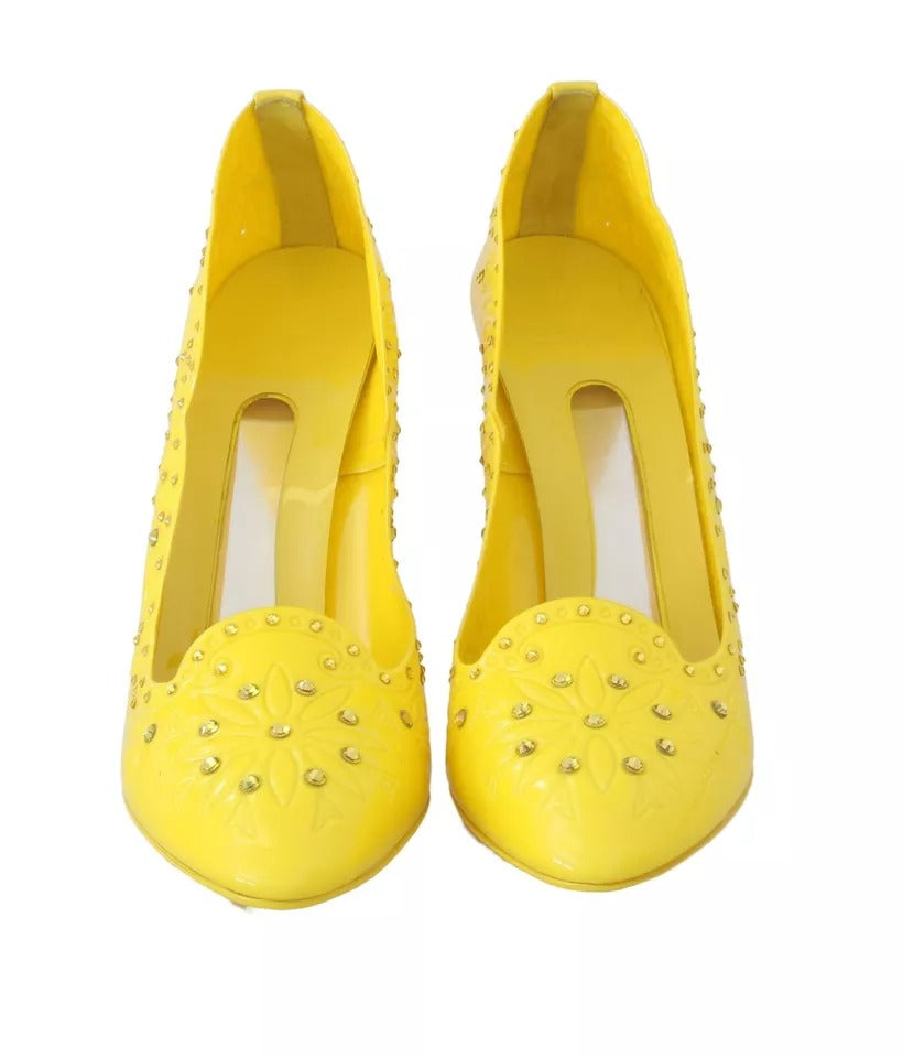 Dolce & Gabbana Yellow Crystal Heels CINDERELLA Shoes Curated Luxury Accessories by Orvyn