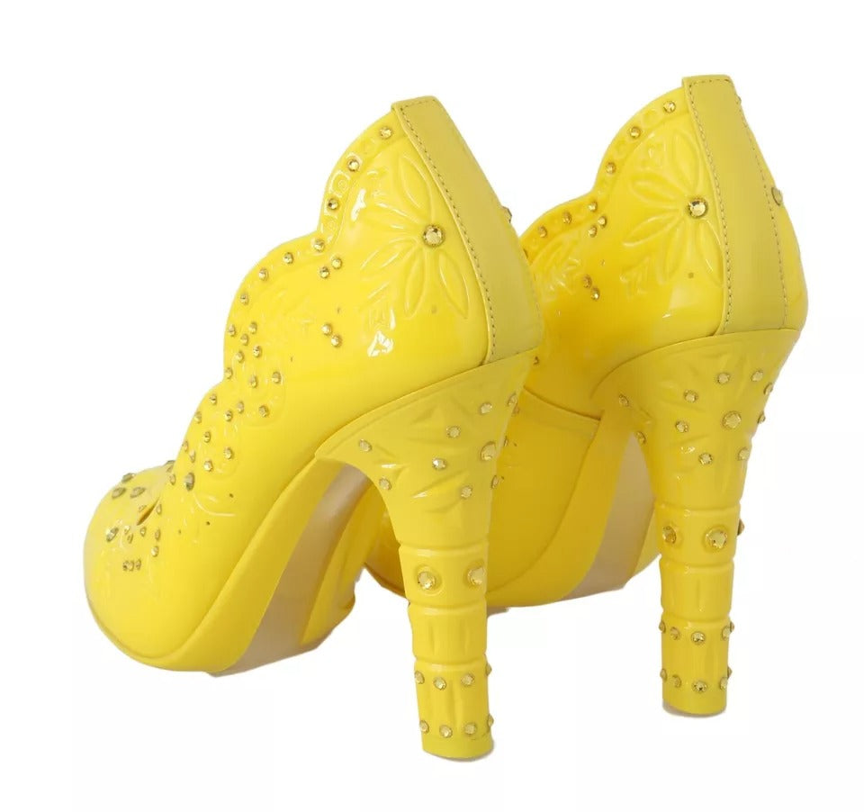 Dolce & Gabbana Yellow Crystal Heels CINDERELLA Shoes Curated Luxury Accessories by Orvyn