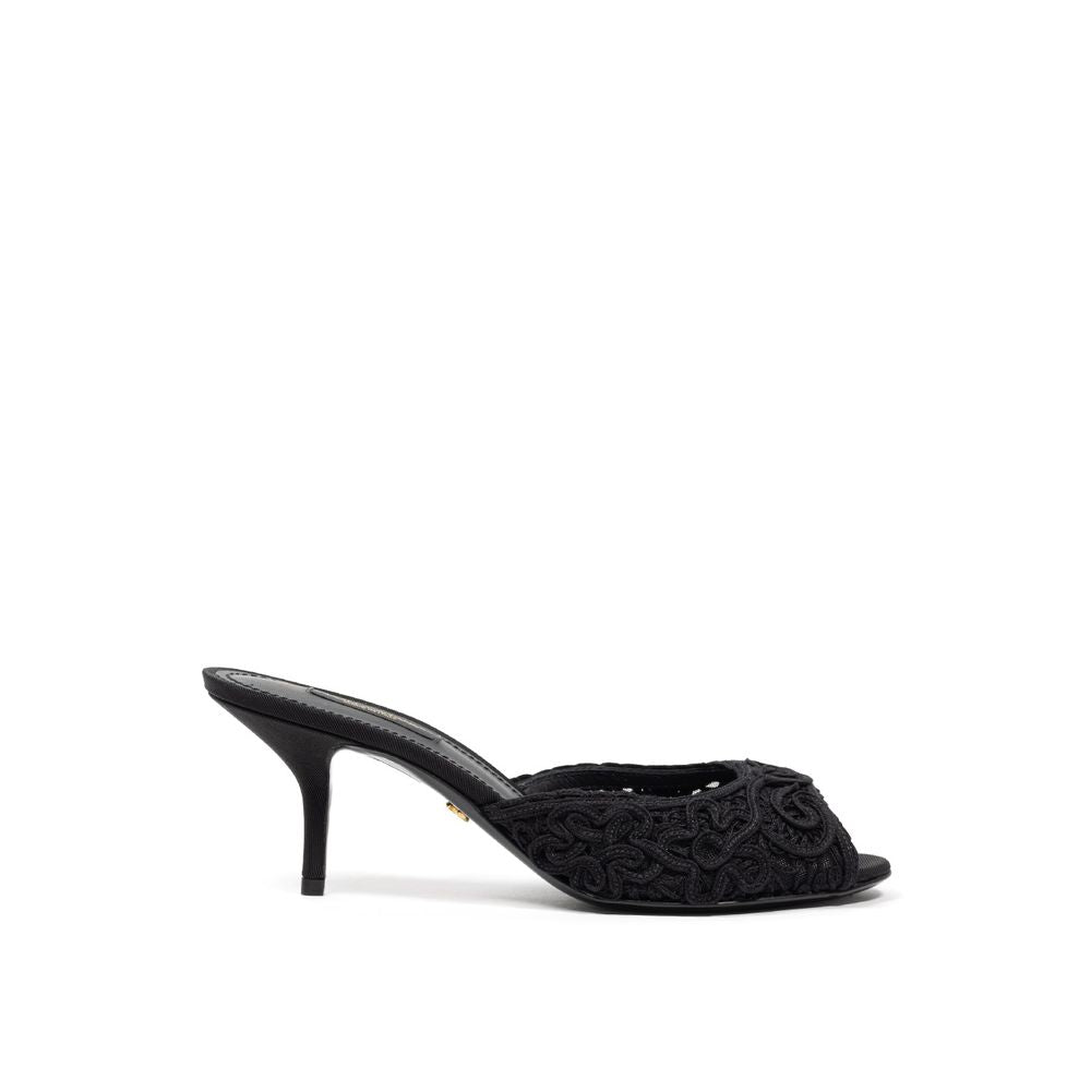 Dolce & Gabbana Black Cotton Mules Curated Luxury Accessories by Orvyn