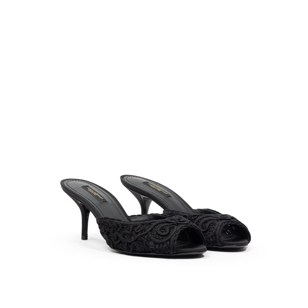 Dolce & Gabbana Black Cotton Mules Curated Luxury Accessories by Orvyn