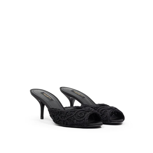 Dolce & Gabbana Black Cotton Mules Curated Luxury Accessories by Orvyn