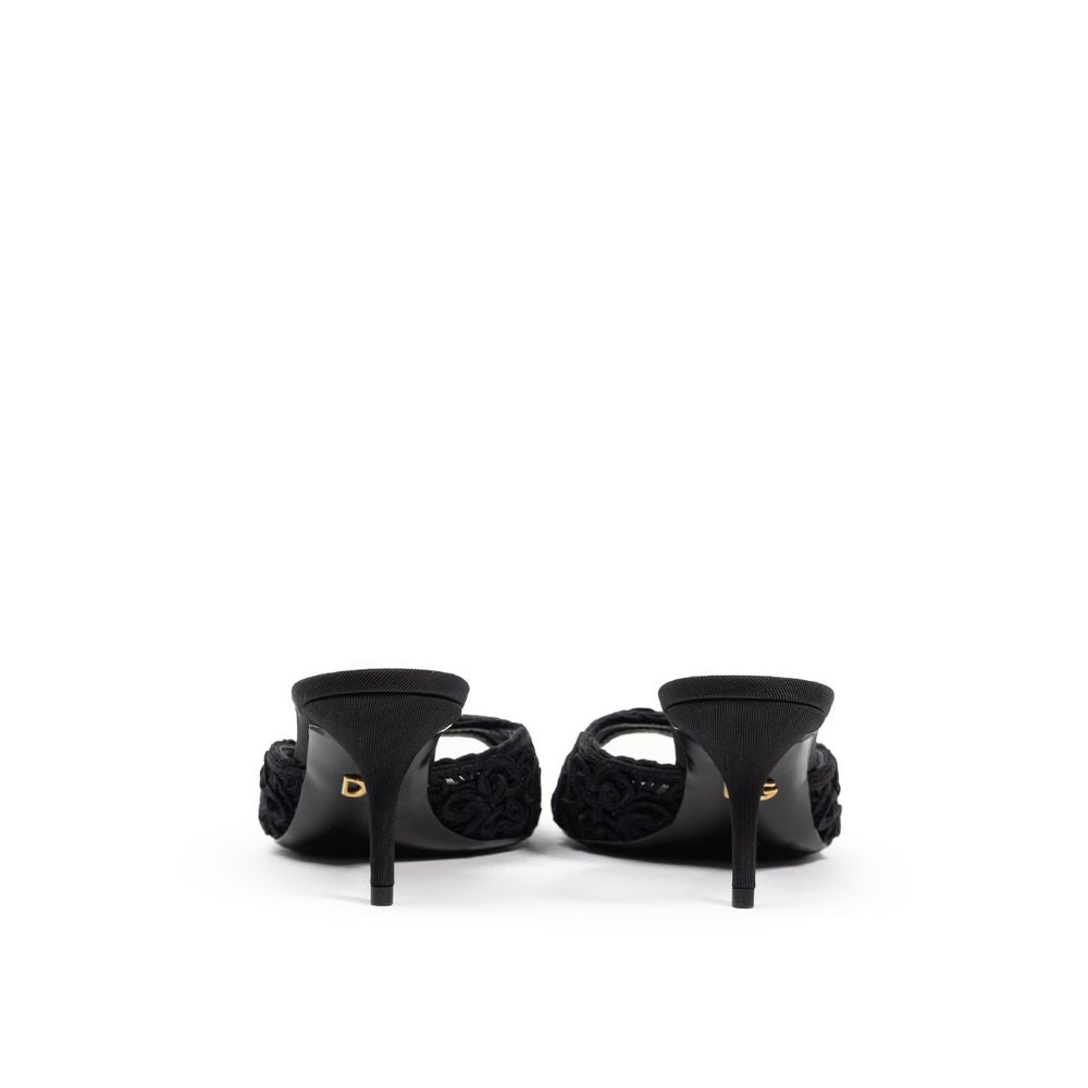 Dolce & Gabbana Black Cotton Mules Curated Luxury Accessories by Orvyn