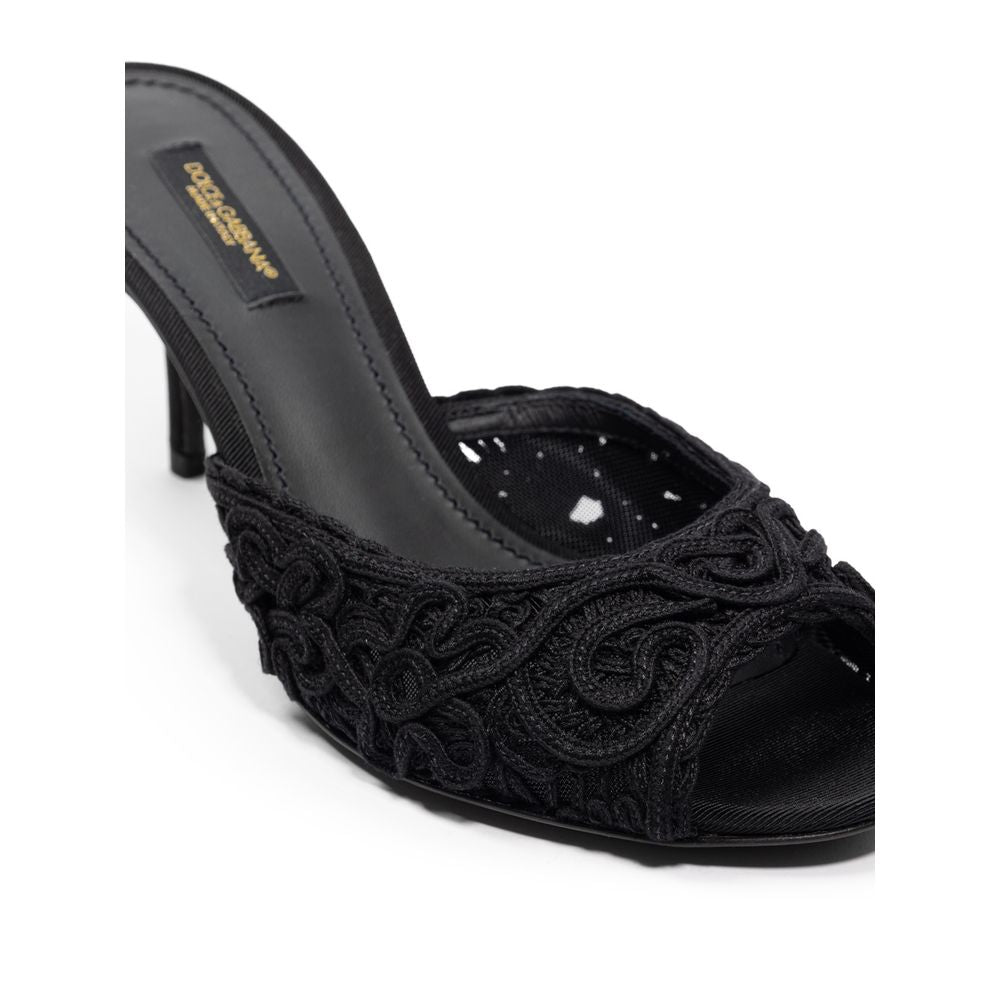 Dolce & Gabbana Black Cotton Mules Curated Luxury Accessories by Orvyn