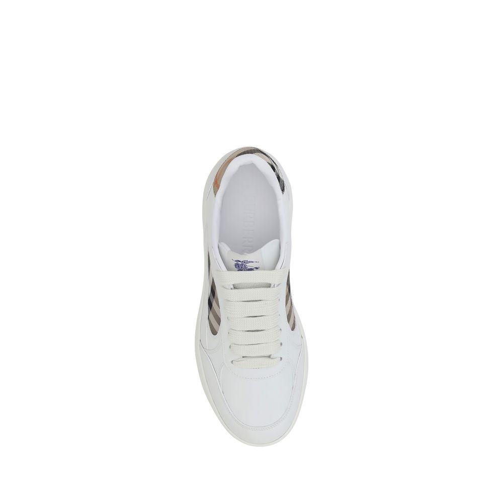 Burberry White Calf Leather Bos Taurus Low Top Sneakers Curated Luxury Accessories by Orvyn