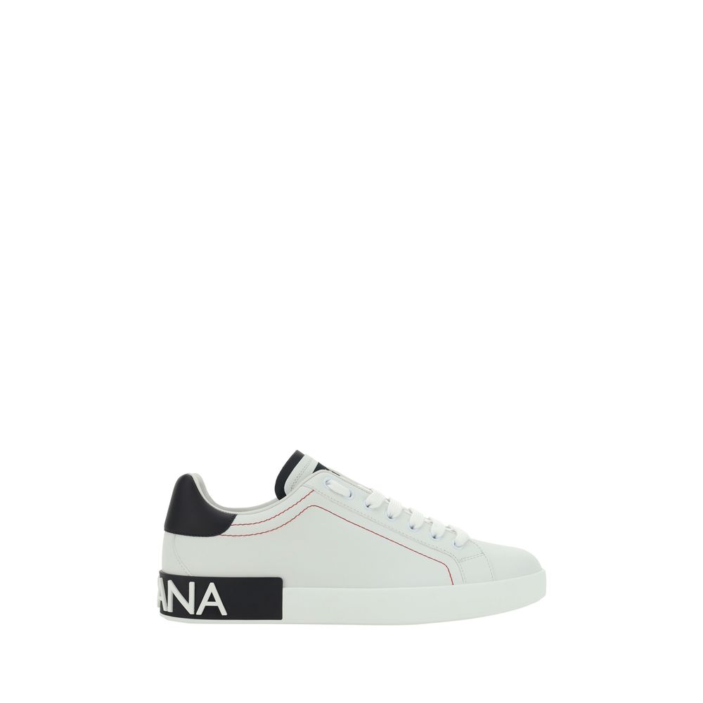 Dolce & Gabbana White Calf Leather Bos Taurus Low Top Sneakers Curated Luxury Accessories by Orvyn