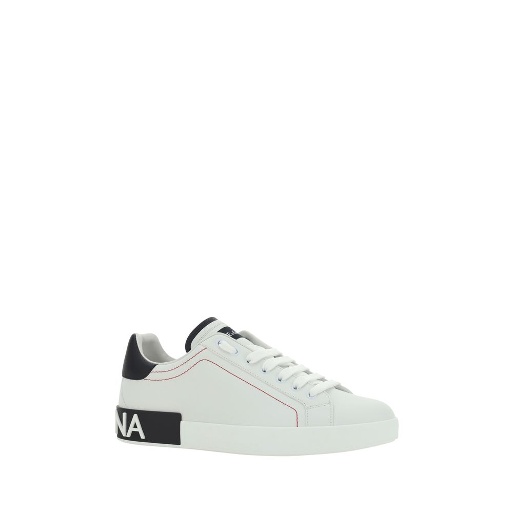Dolce & Gabbana White Calf Leather Bos Taurus Low Top Sneakers Curated Luxury Accessories by Orvyn