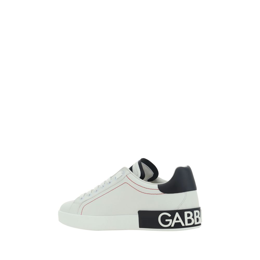 Dolce & Gabbana White Calf Leather Bos Taurus Low Top Sneakers Curated Luxury Accessories by Orvyn