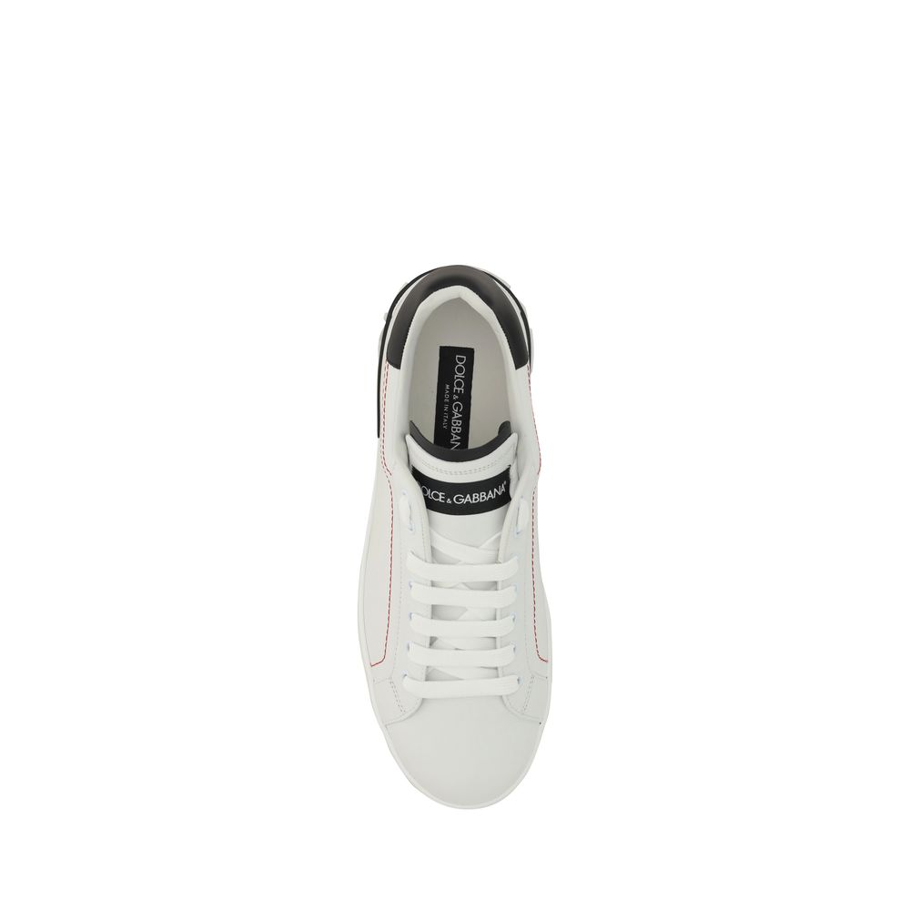 Dolce & Gabbana White Calf Leather Bos Taurus Low Top Sneakers Curated Luxury Accessories by Orvyn