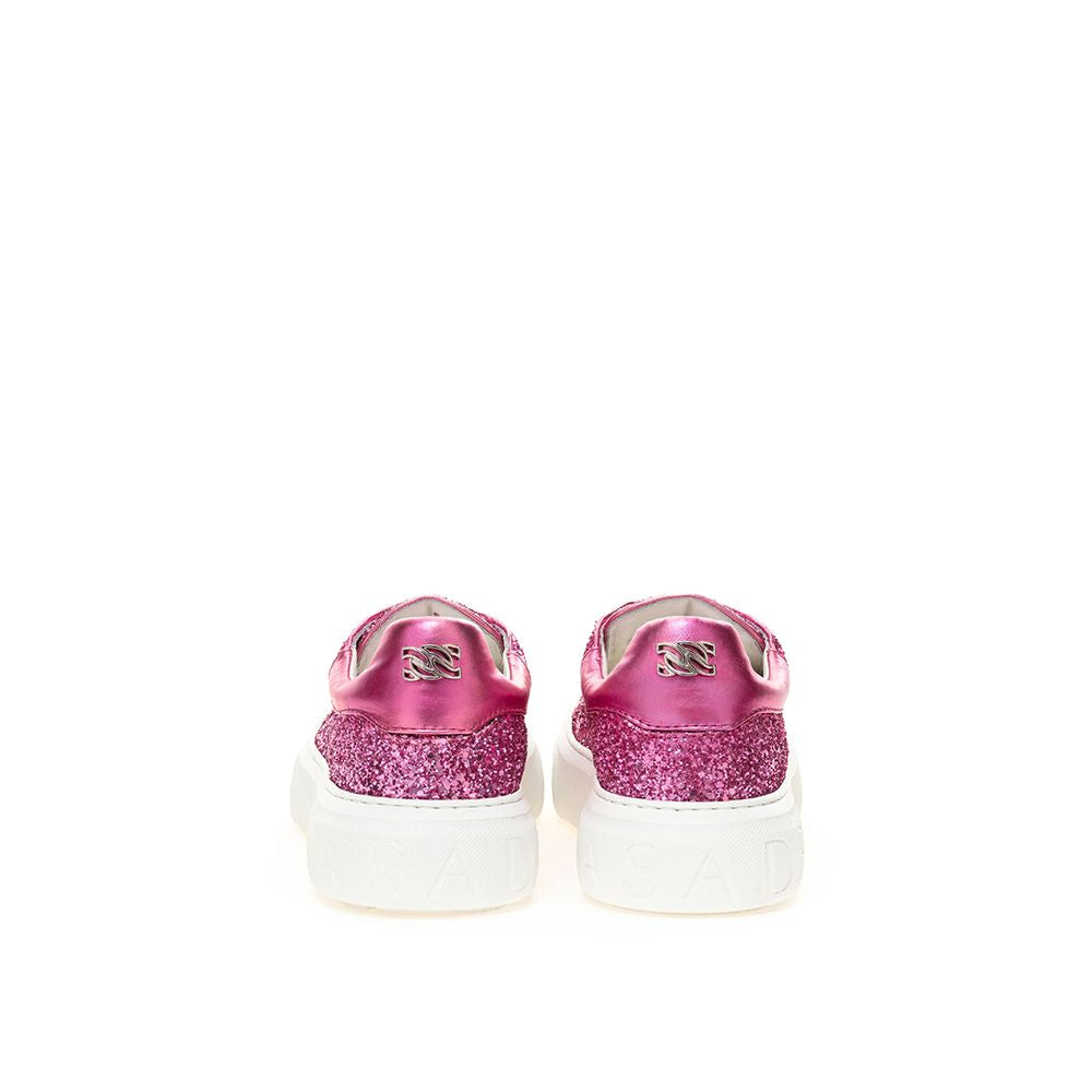Casadei Fuchsia Fabric And Leather Low Top Sneakers Curated Luxury Accessories by Orvyn
