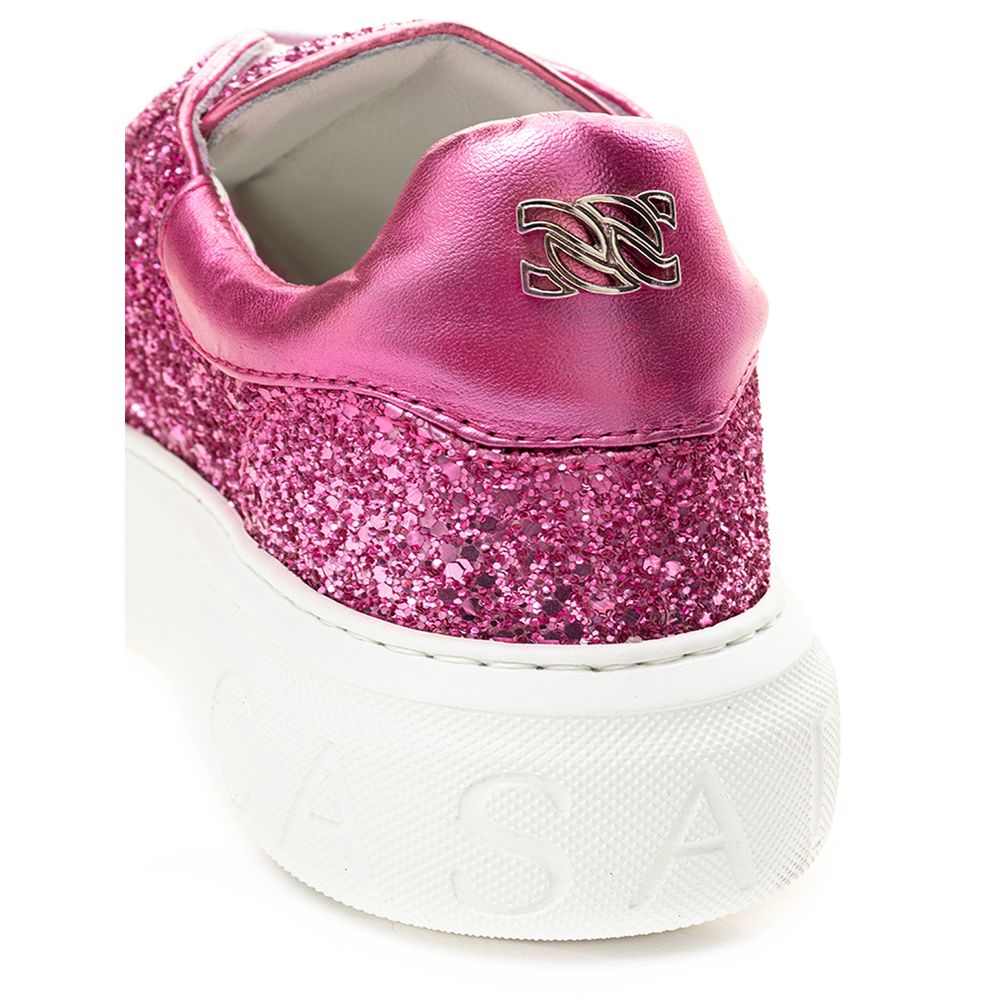 Casadei Fuchsia Fabric And Leather Low Top Sneakers Curated Luxury Accessories by Orvyn