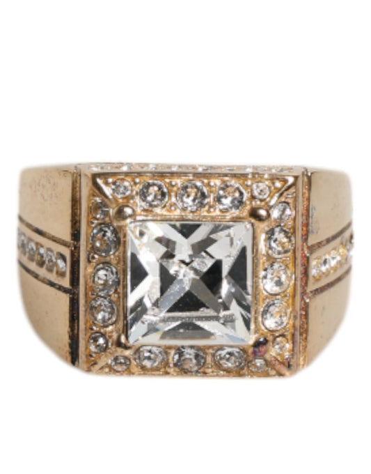 Dolce & Gabbana Gold Tone Sterling Silver 925 Crystals Ring Curated Luxury Accessories by Orvyn