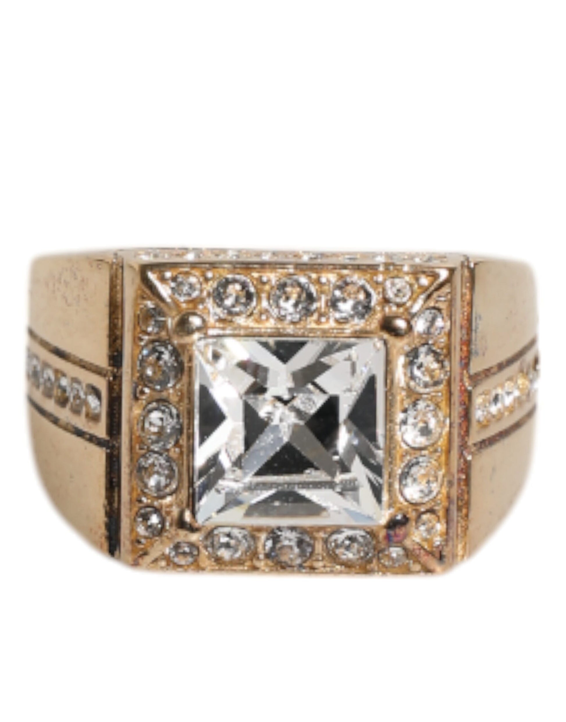Dolce & Gabbana Gold Tone Sterling Silver 925 Crystals Ring Curated Luxury Accessories by Orvyn