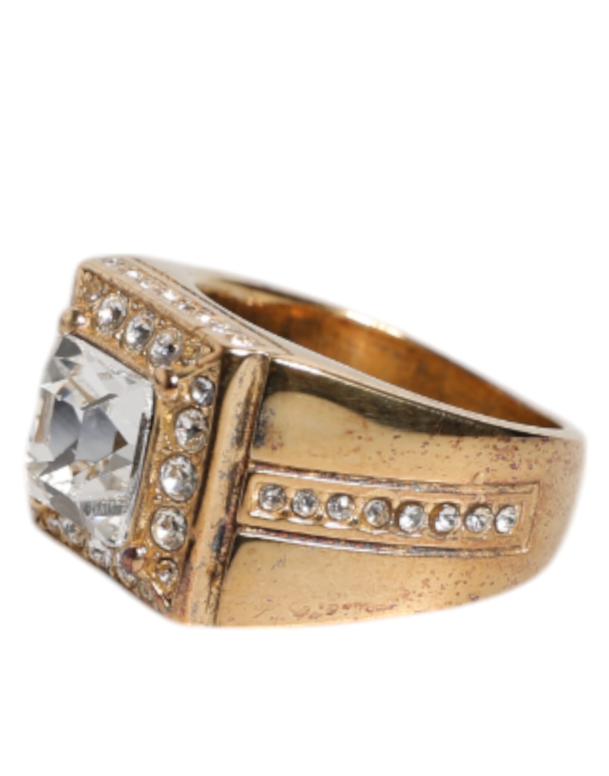 Dolce & Gabbana Gold Tone Sterling Silver 925 Crystals Ring Curated Luxury Accessories by Orvyn
