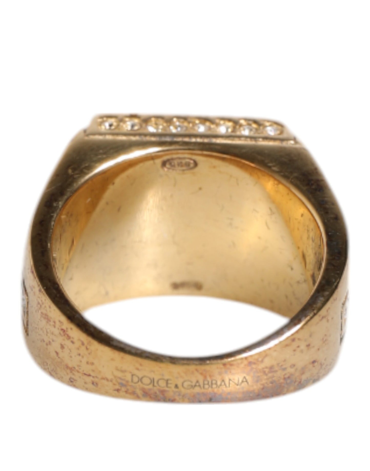 Dolce & Gabbana Gold Tone Sterling Silver 925 Crystals Ring Curated Luxury Accessories by Orvyn