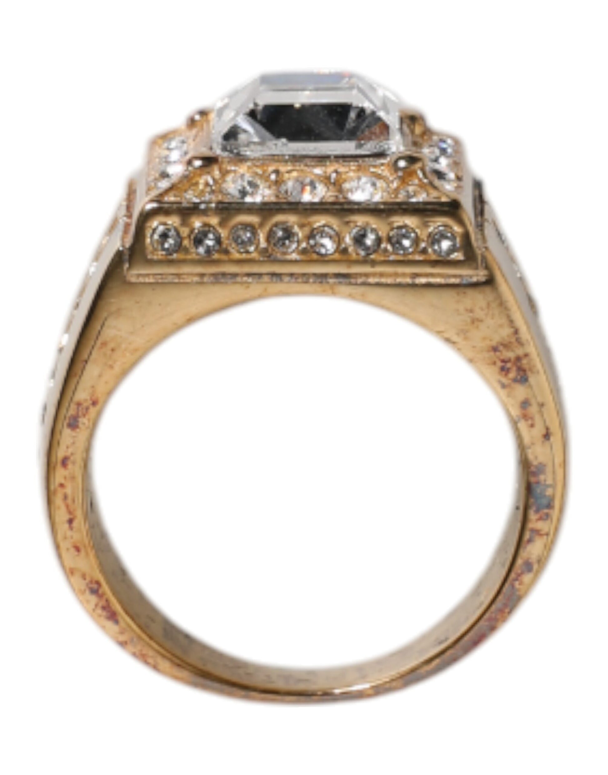 Dolce & Gabbana Gold Tone Sterling Silver 925 Crystals Ring Curated Luxury Accessories by Orvyn