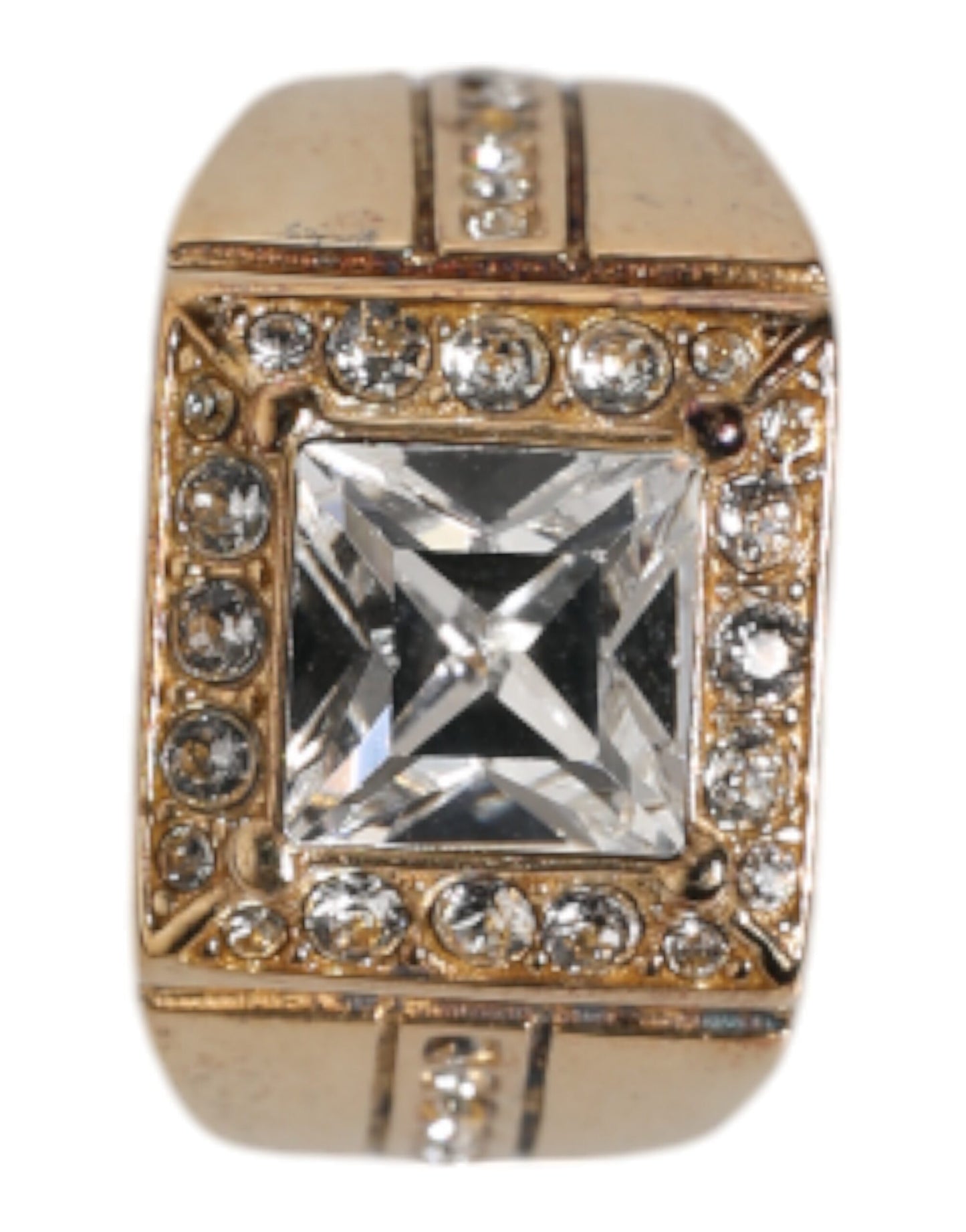 Dolce & Gabbana Gold Tone Sterling Silver 925 Crystals Ring Curated Luxury Accessories by Orvyn