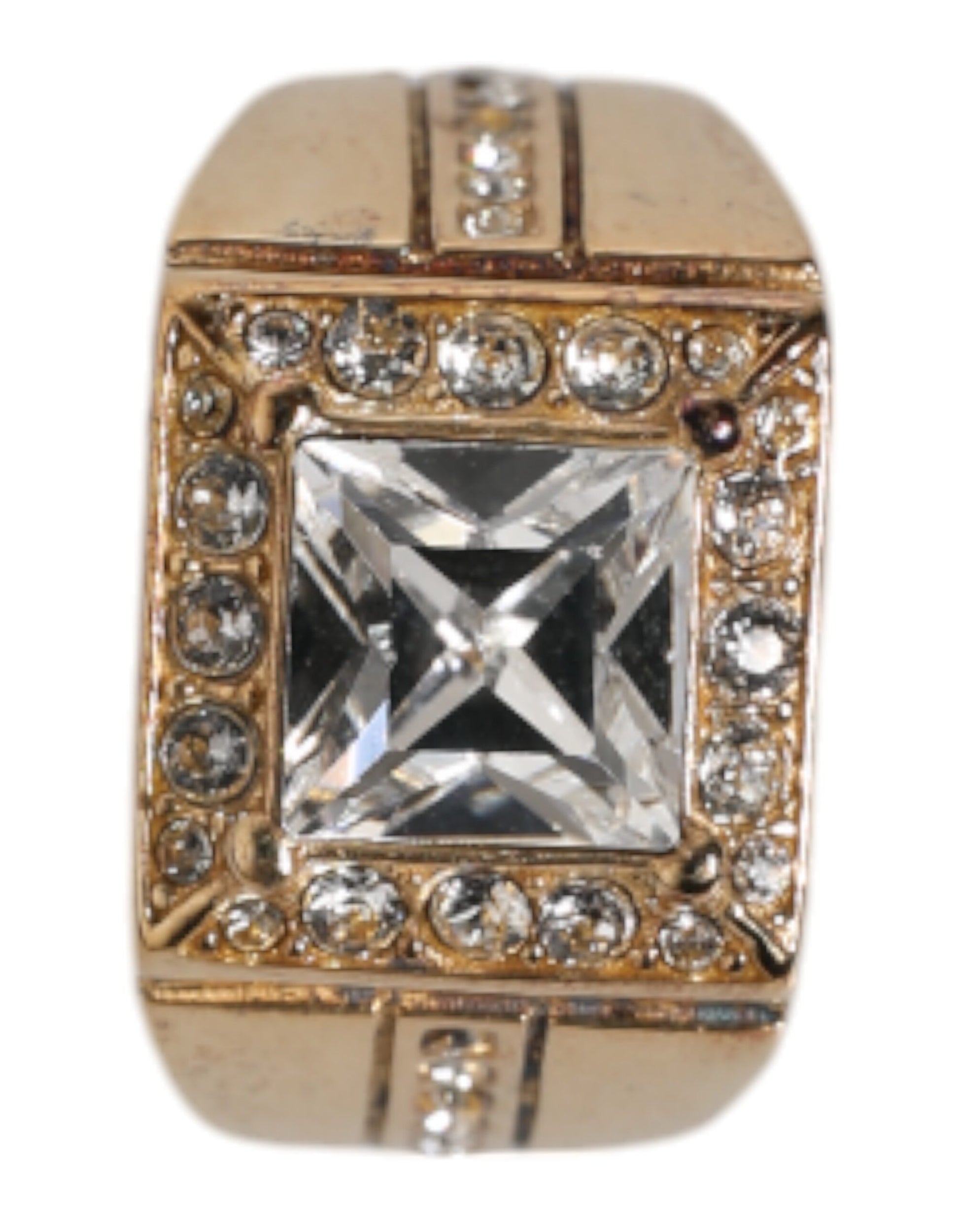 Dolce & Gabbana Gold Tone Sterling Silver 925 Crystals Ring Curated Luxury Accessories by Orvyn