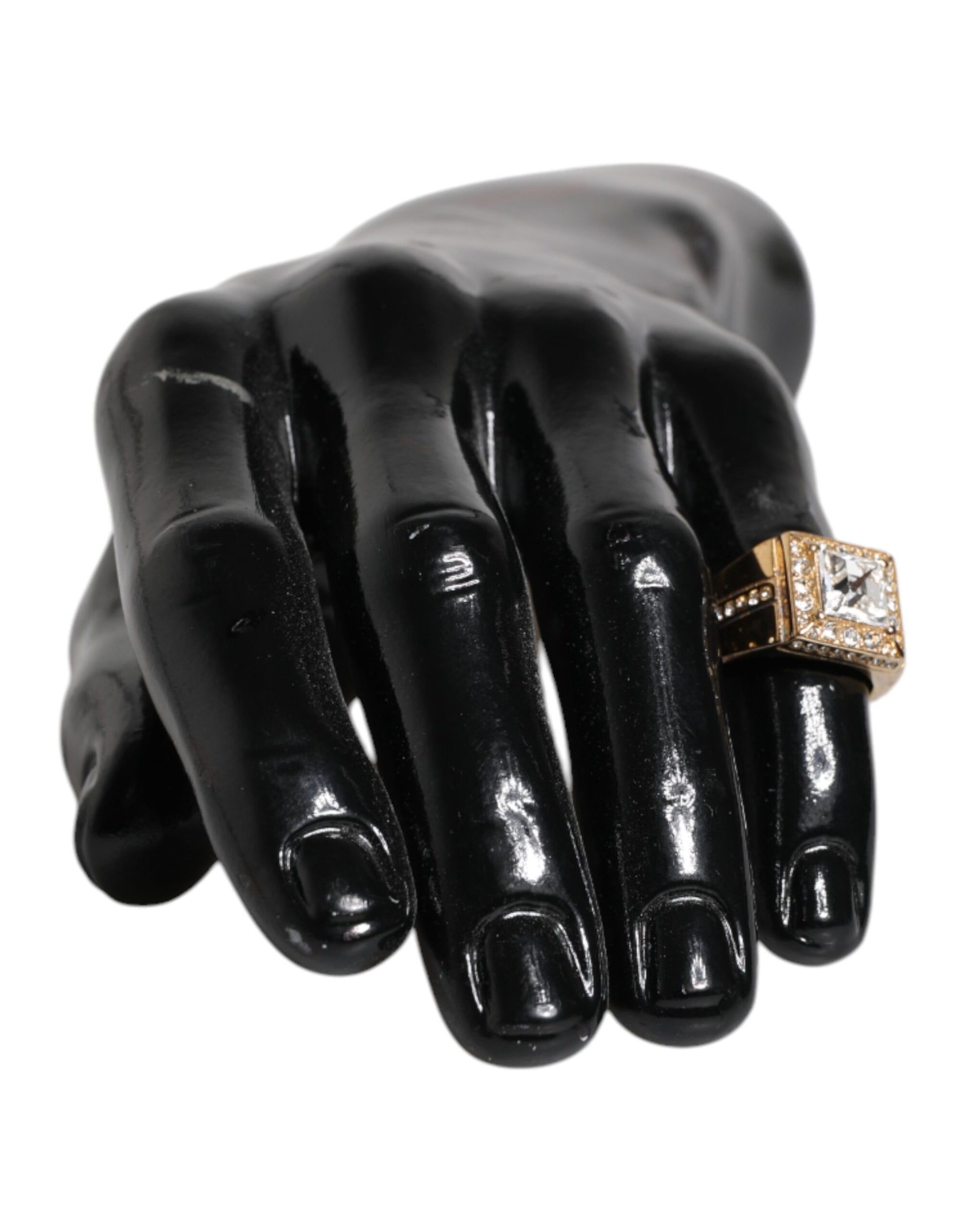 Dolce & Gabbana Gold Tone Sterling Silver 925 Crystals Ring Curated Luxury Accessories by Orvyn