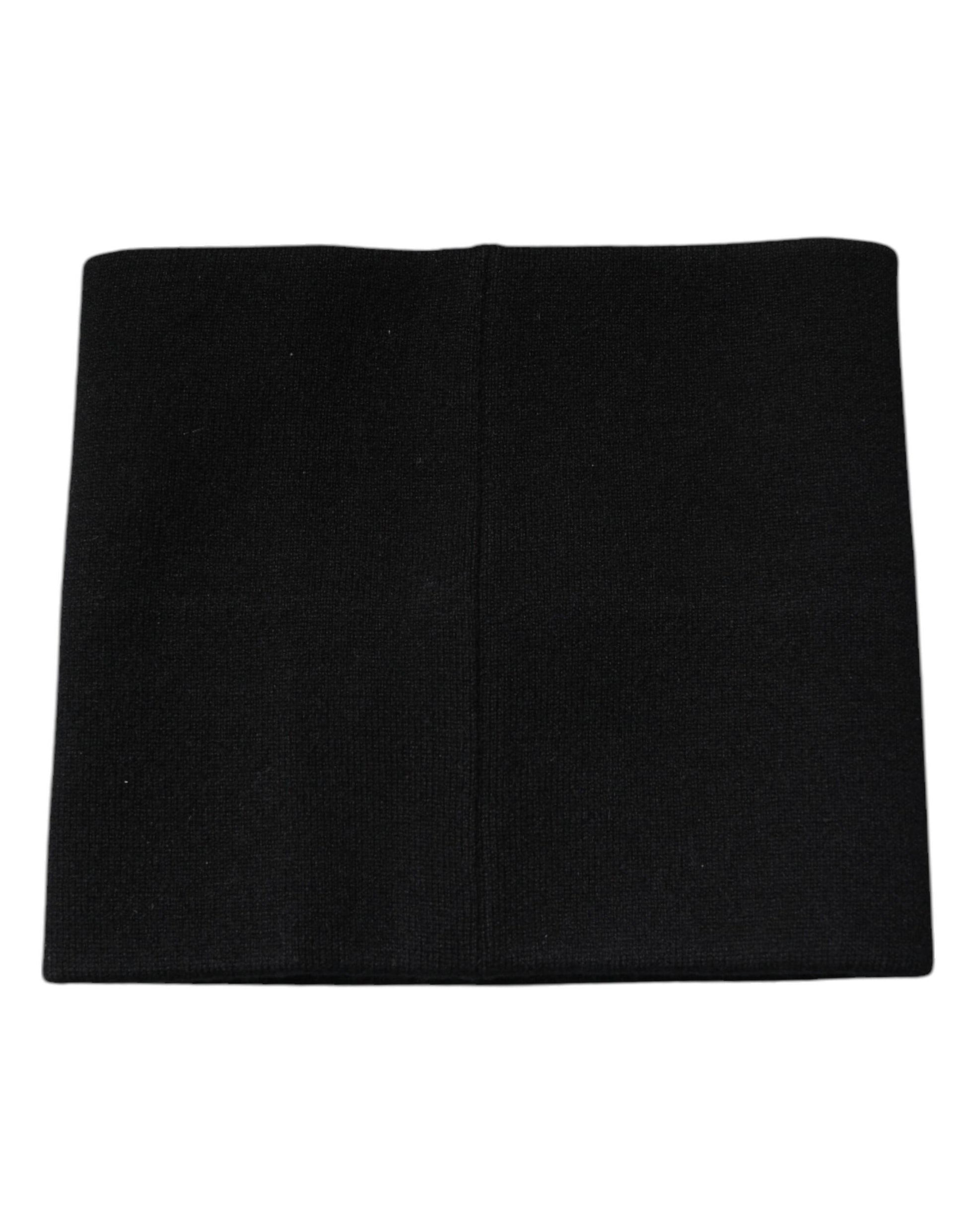 Dolce & Gabbana Black Cashmere Knitted Square Handkerchief Scarf Curated Luxury Accessories by Orvyn
