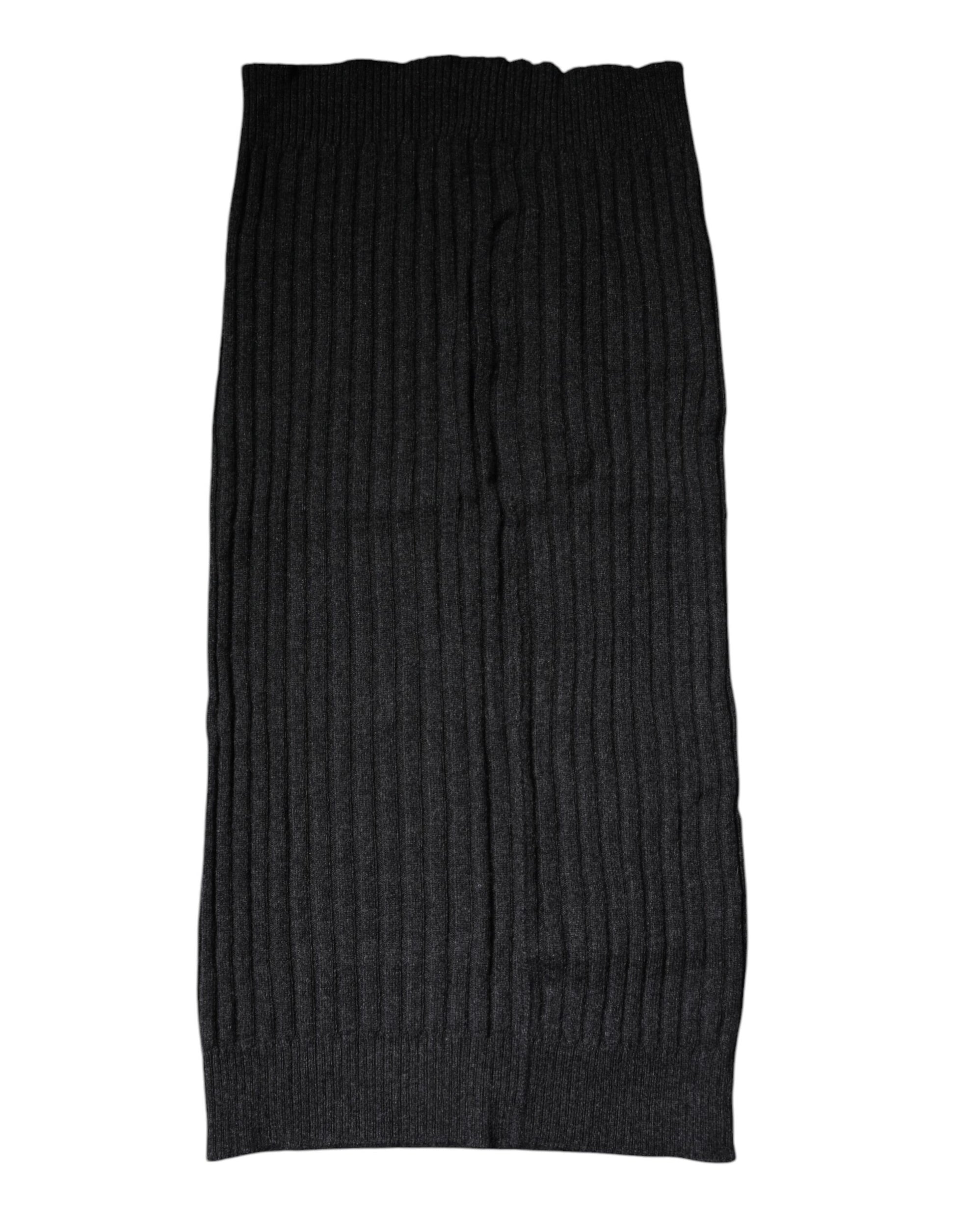 Dolce & Gabbana Black Cashmere Knitted Neck Warmer Foulard Scarf Curated Luxury Accessories by Orvyn