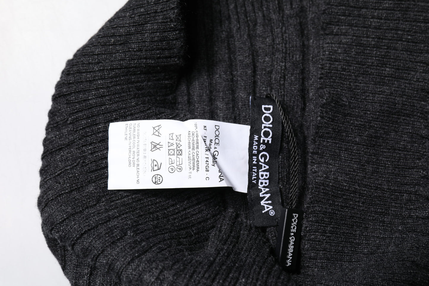 Dolce & Gabbana Black Cashmere Knitted Neck Warmer Foulard Scarf Curated Luxury Accessories by Orvyn