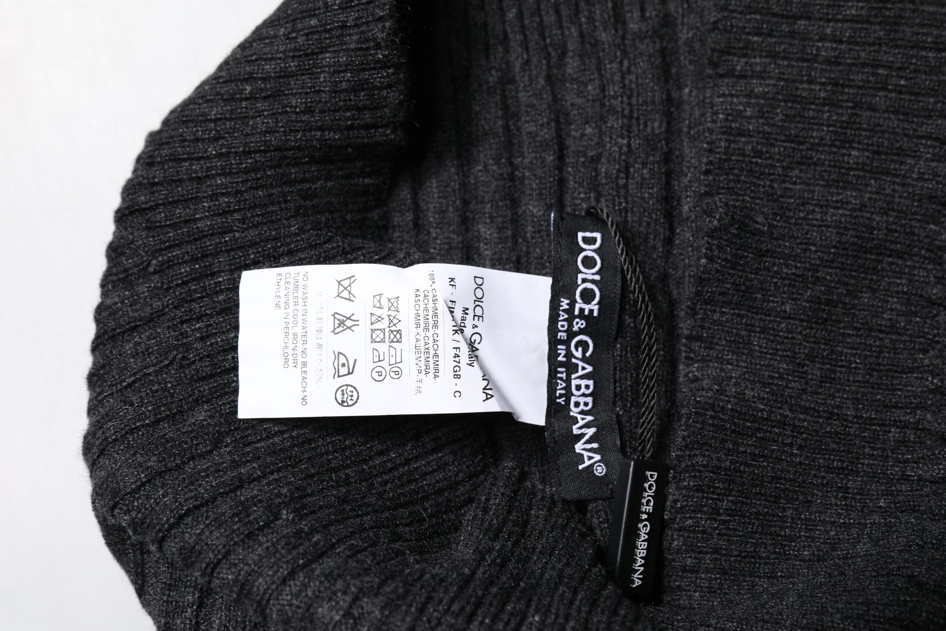 Dolce & Gabbana Black Cashmere Knitted Neck Warmer Foulard Scarf Curated Luxury Accessories by Orvyn