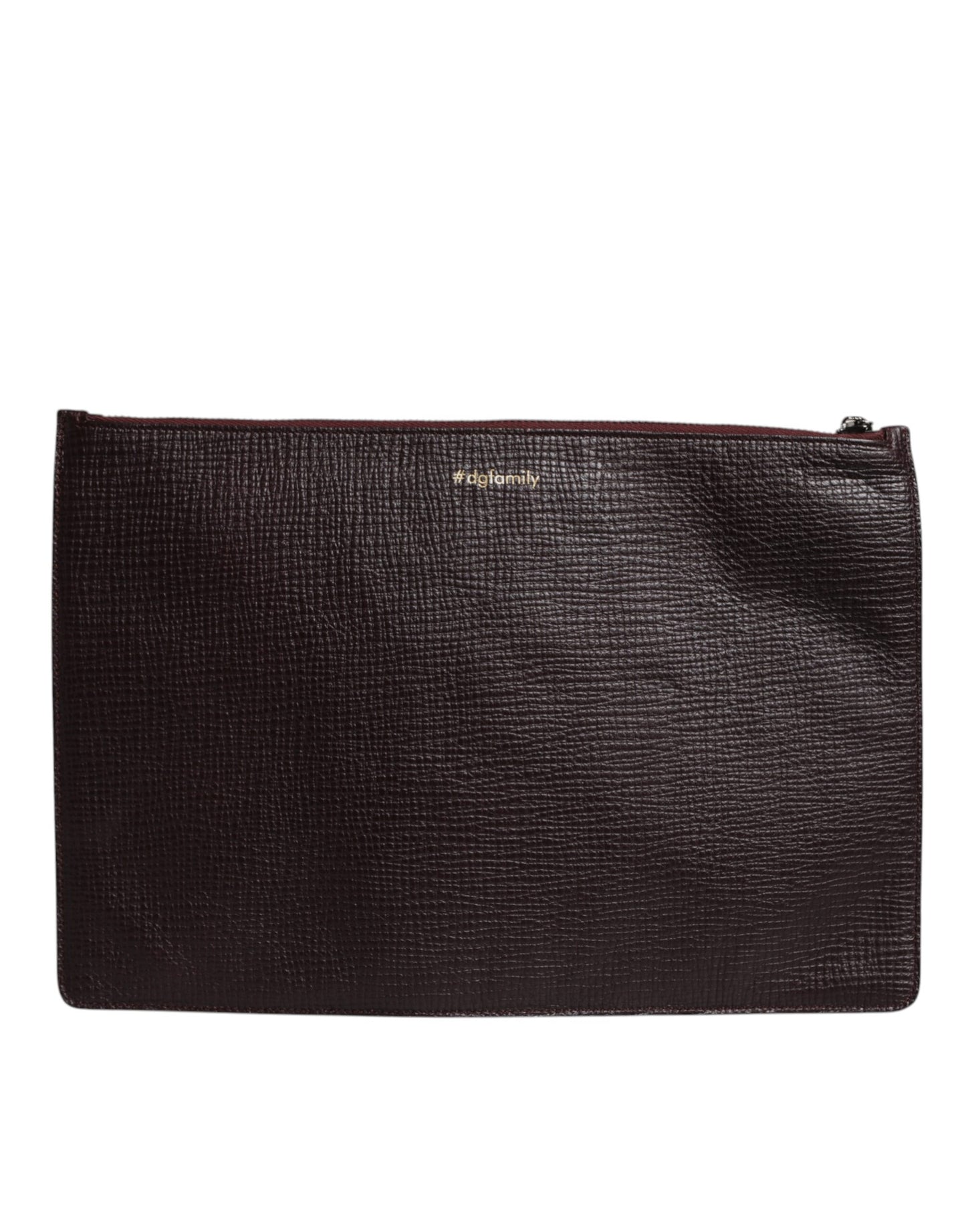Dolce & Gabbana Brown Leather #DGFAMILY Embellished Men Clutch Pouch Bag Curated Luxury Accessories by Orvyn