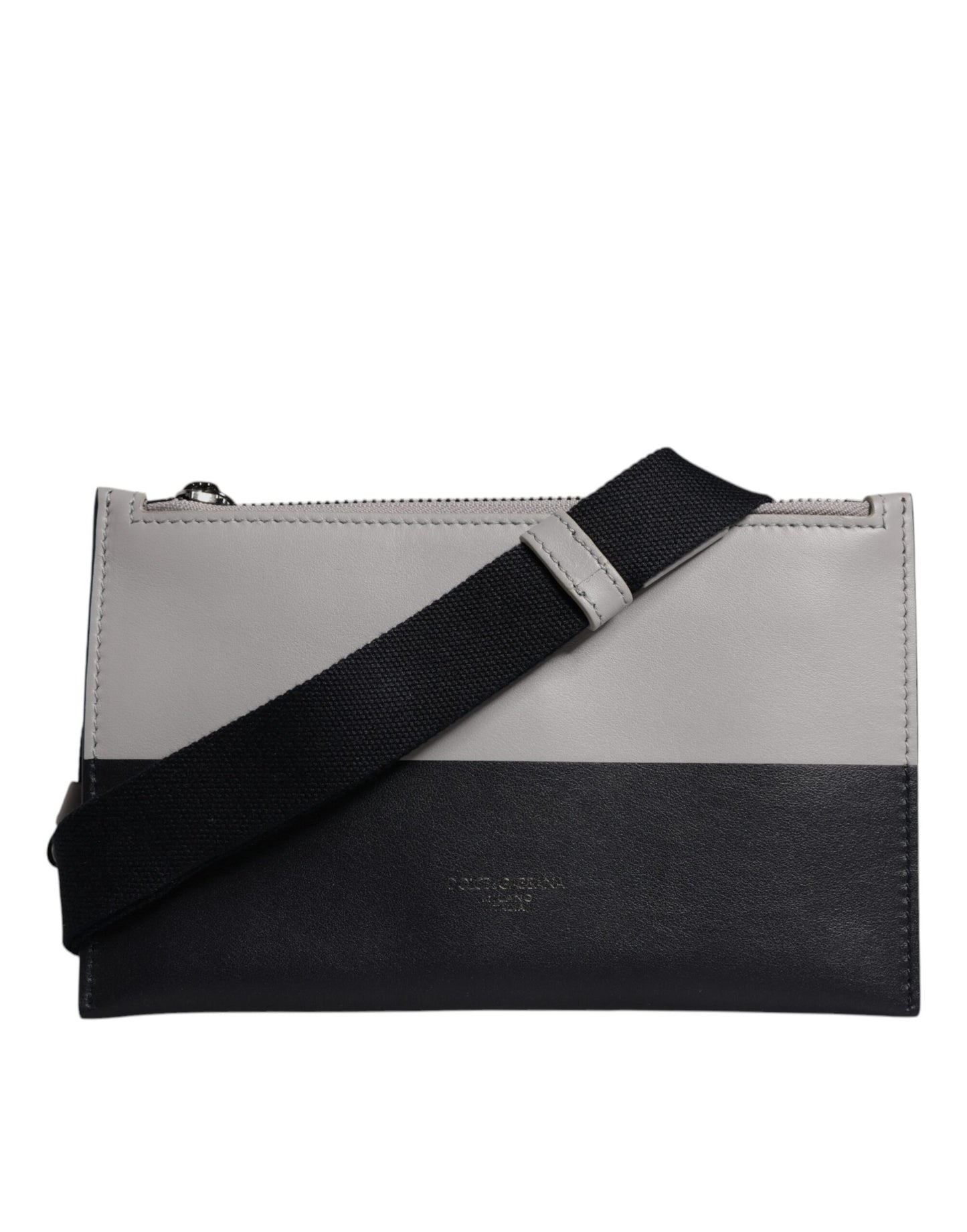 Dolce & Gabbana Black White Leather Logo Embossed Crossbody Bag Curated Luxury Accessories by Orvyn