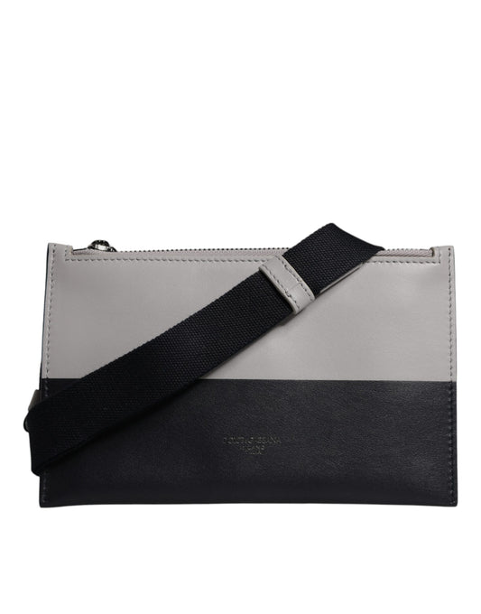 Dolce & Gabbana Black White Leather Logo Embossed Crossbody Bag Curated Luxury Accessories by Orvyn