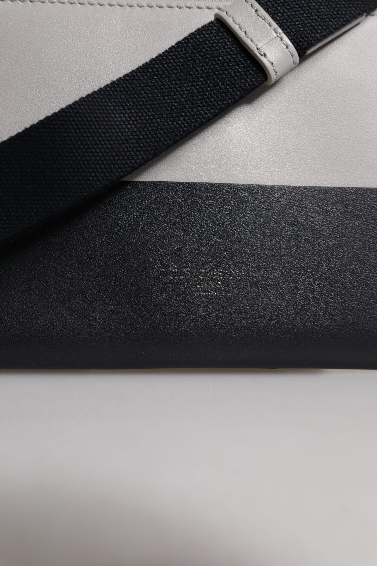 Dolce & Gabbana Black White Leather Logo Embossed Crossbody Bag Curated Luxury Accessories by Orvyn