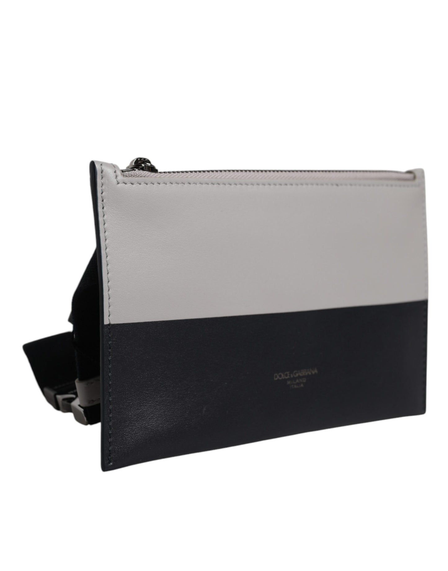 Dolce & Gabbana Black White Leather Logo Embossed Crossbody Bag Curated Luxury Accessories by Orvyn