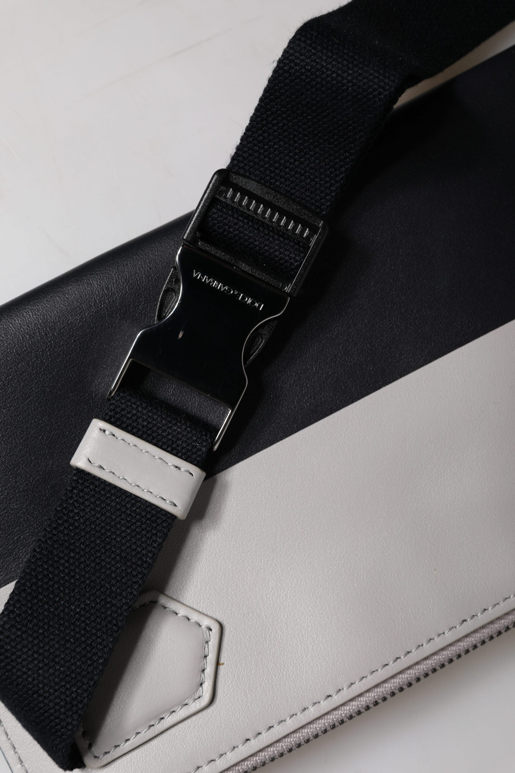 Dolce & Gabbana Black White Leather Logo Embossed Crossbody Bag Curated Luxury Accessories by Orvyn