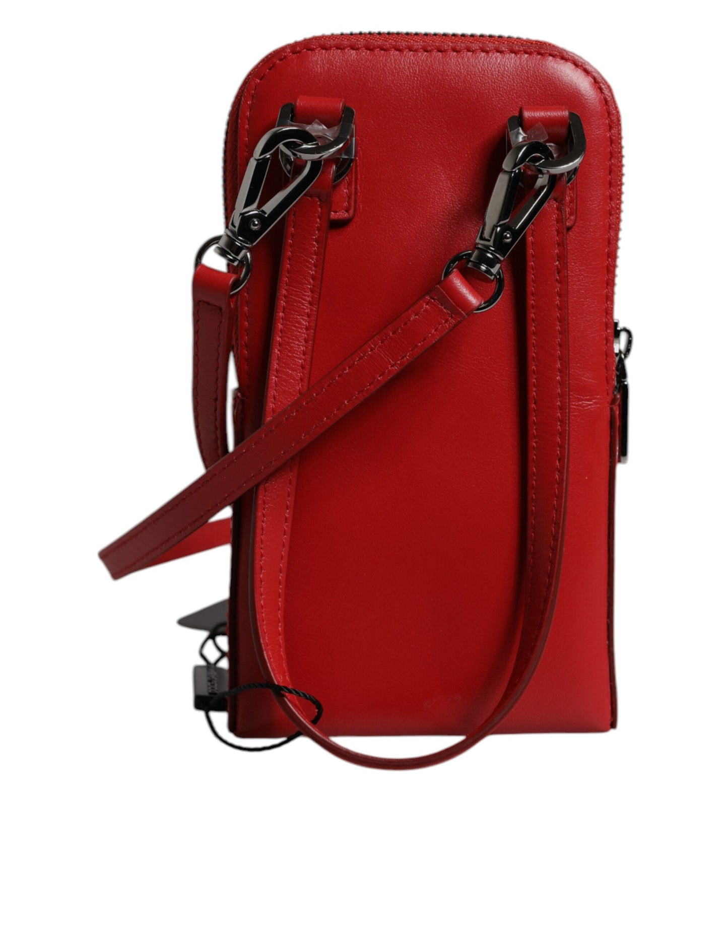 Dolce & Gabbana Red Leather Purse Phone Sling Crossbody Neck Strap Bag rot