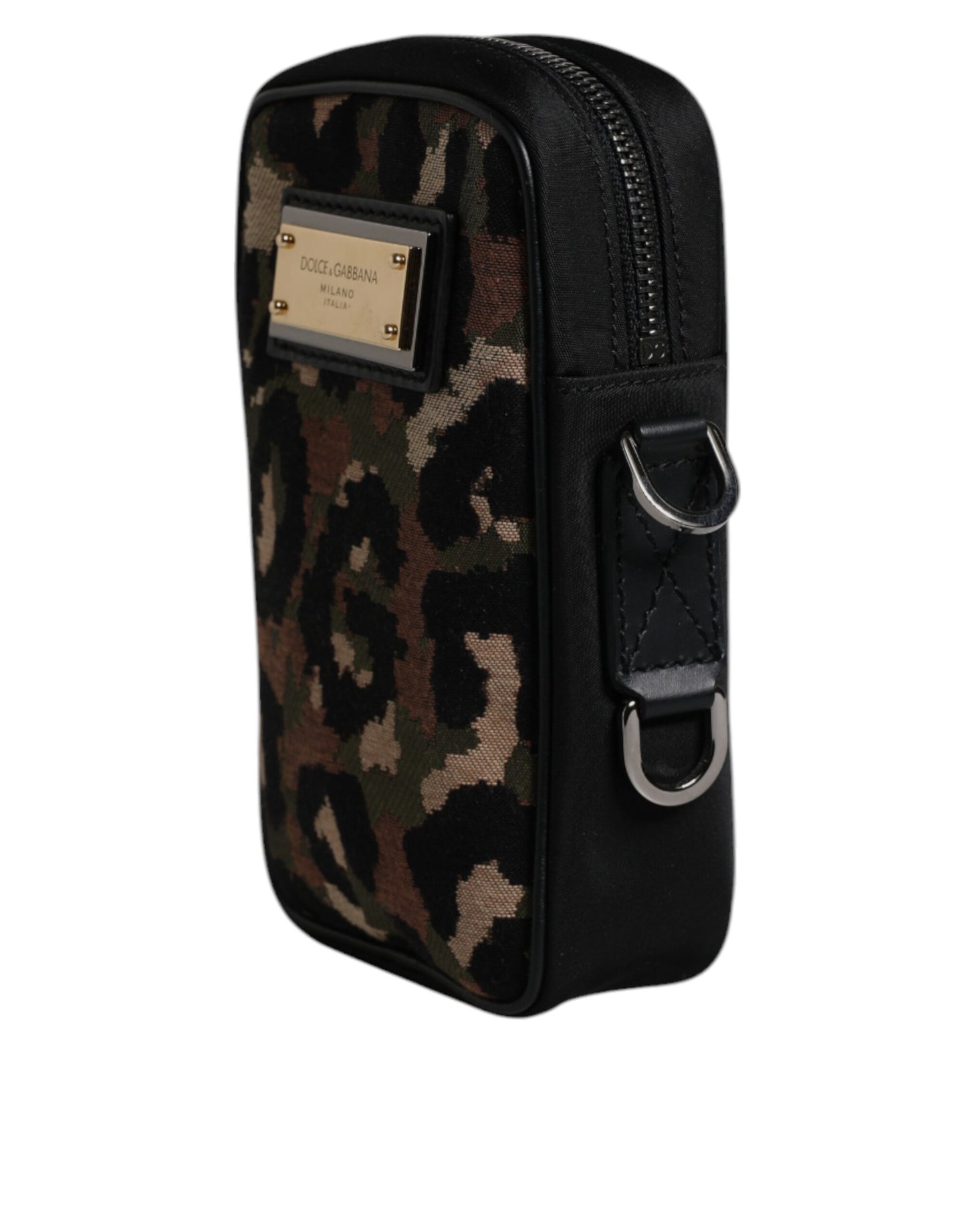 Dolce & Gabbana Multicolor Leopard Jacquard Logo Plaque Neck Strap Bag Curated Luxury Accessories by Orvyn